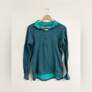 Patagonia Capilene turquoise blue quarter zip pullover women’s size Large